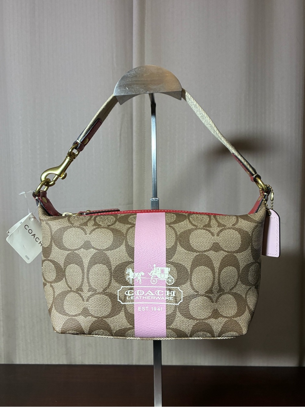 Coach Brown Signature Canvas Mini Bag NWT